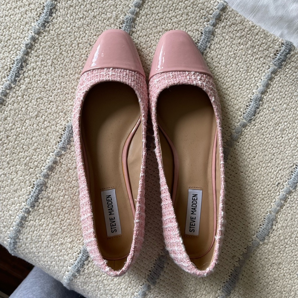Pink Tweed Steve Madden Ballet Flats